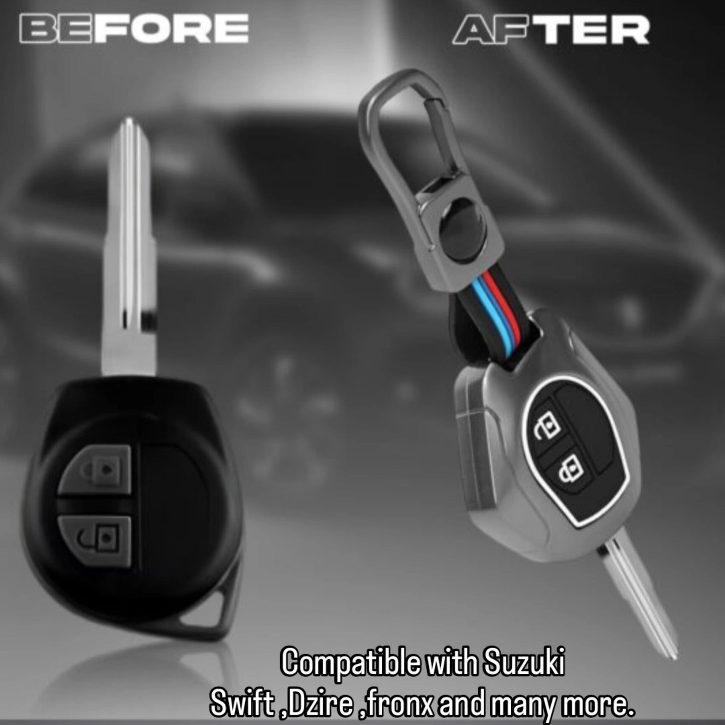 Zinc Alloy KeyCover For Maruti Suzuki Baleno,Swift,Dzire,Fronx,Ertiga,Alto,Toyota Glanza and many more