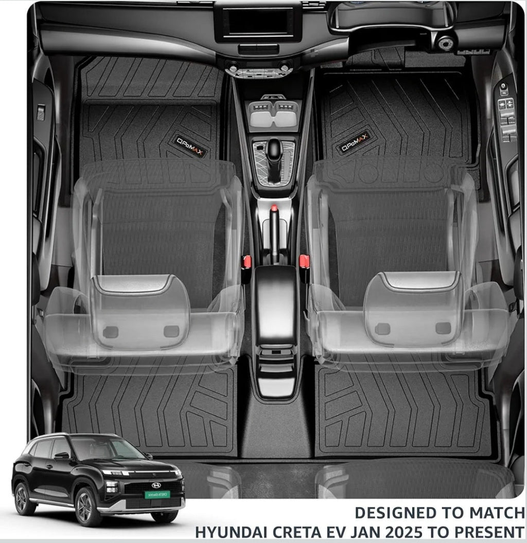 Q Po(MAX) CRETA 2024 ONWARDS ECO TPE Car Floor Mat |Anti Slip All Weather Mats for Creta (Black)