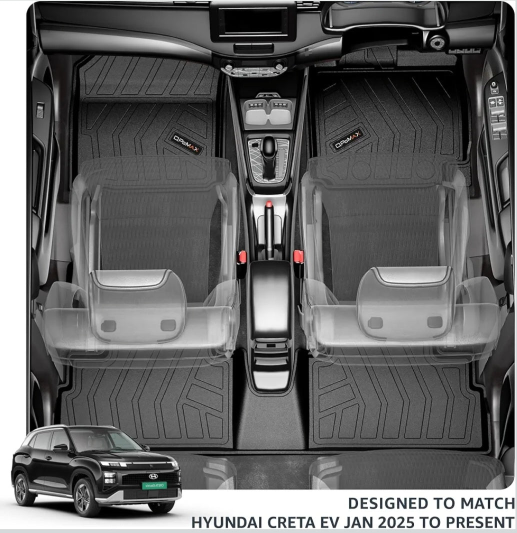 Q Po(MAX) CRETA 2024 ONWARDS ECO TPE Car Floor Mat |Anti Slip All Weather Mats for Creta (Black)