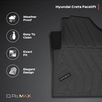 Q Po(MAX) CRETA 2024 ONWARDS ECO TPE Car Floor Mat |Anti Slip All Weather Mats for Creta (Black)