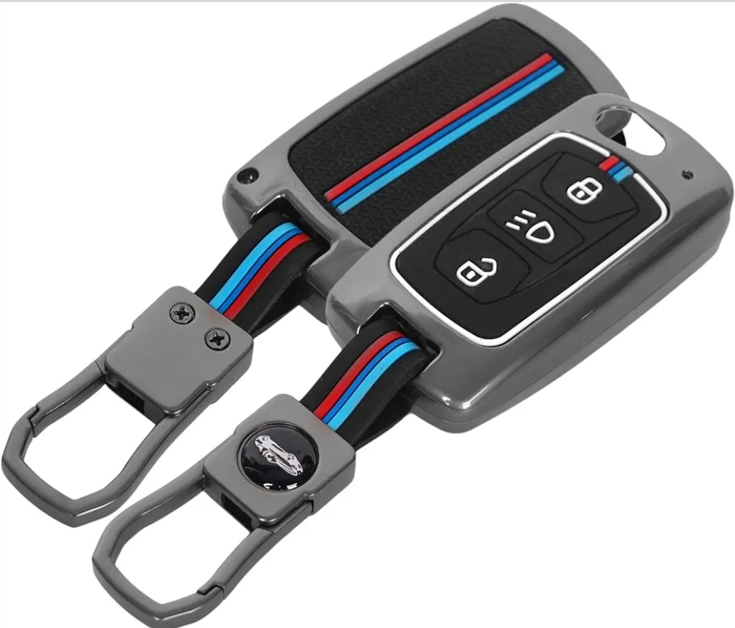 Zinc Alloy Key Cover for TATA Punch,Altroz,Nexon,harrier,Hexa and many more 3 button Flip Key