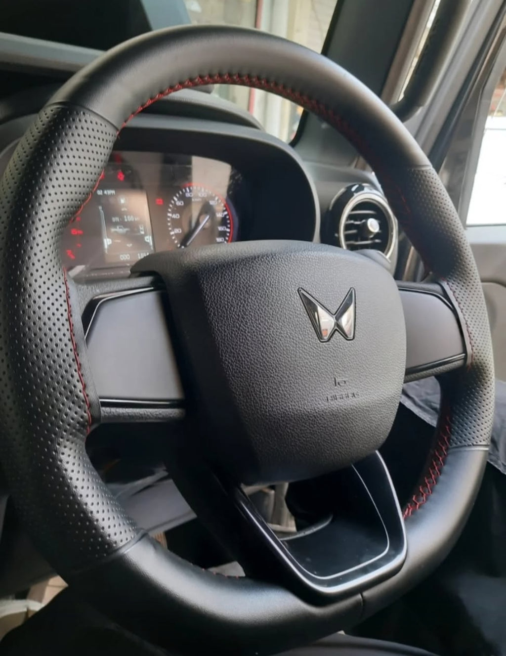 Premium Car Steering Wheel Cover [Black cover+Red stitching] Compatible with All Cars model