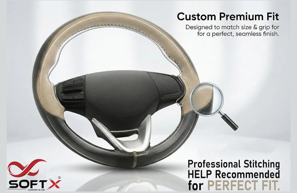 SOFT X Premium Steering Wheel cover (Black+Grey)