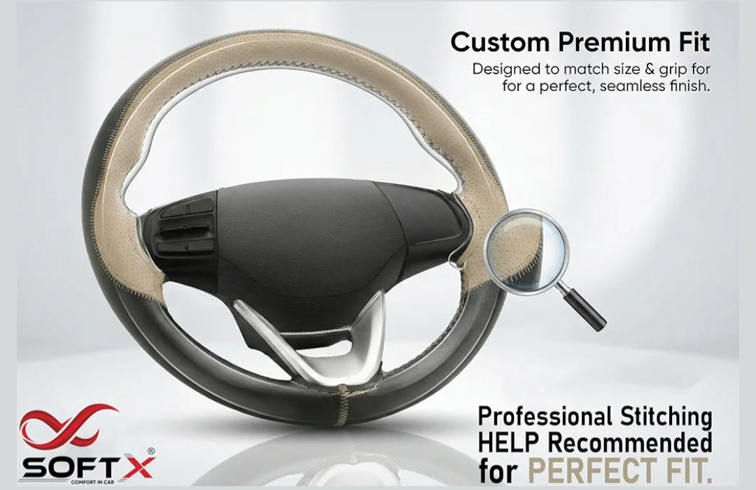 SOFT X Premium Steering Wheel cover (Black+Grey)