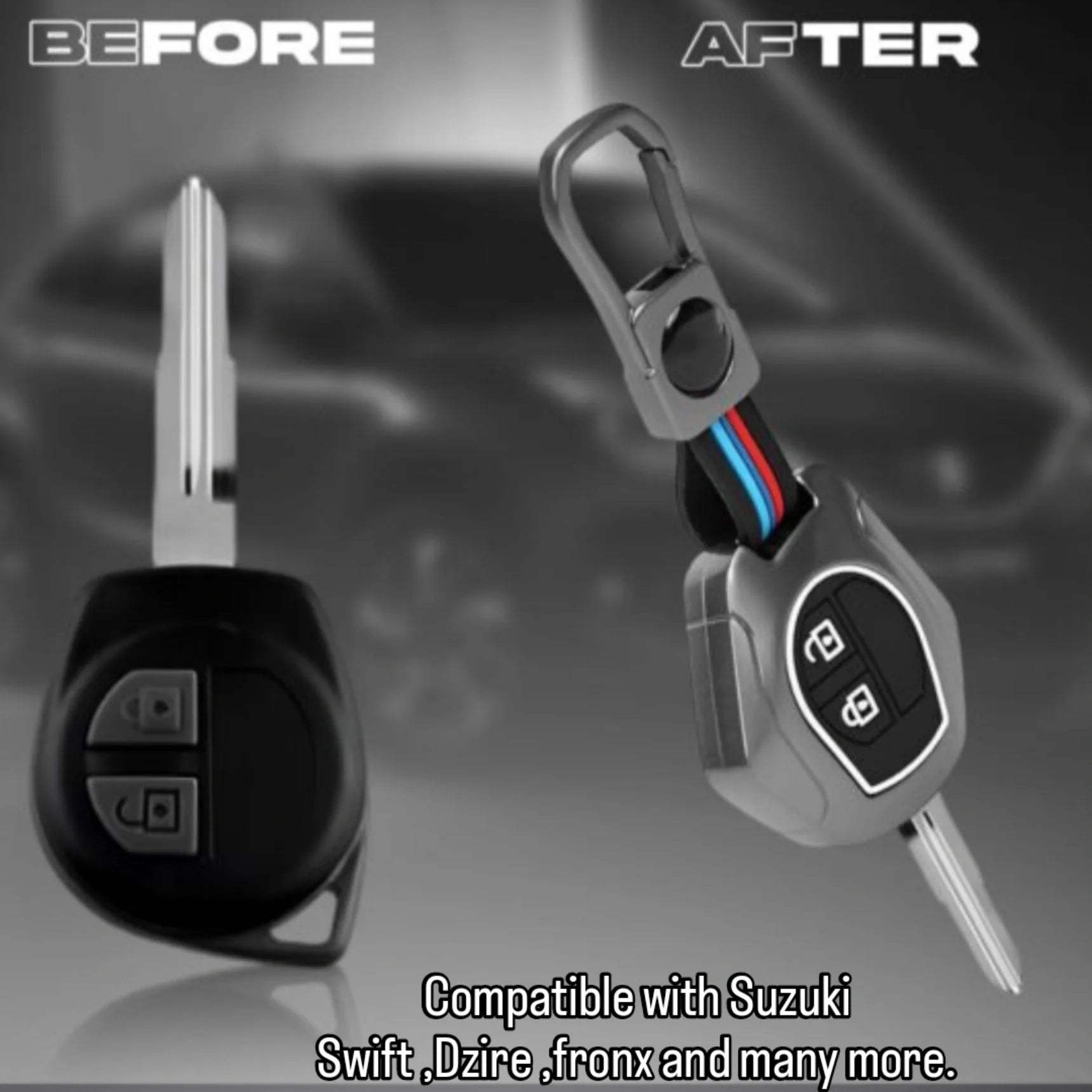 Zinc Alloy KeyCover For Maruti Suzuki Baleno,Swift,Dzire,Fronx,Ertiga,Alto,Toyota Glanza and many more