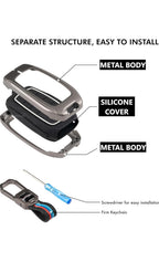 Zinc Alloy Key Cover for Kia Sonet,Seltos,Carens,Carnival Sensor key 4 buttons.