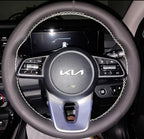 Premium Car Steering Wheel Cover – Black with White Stitching | Anti-Slip & Comfortable Grip | Compatible with All Car Models