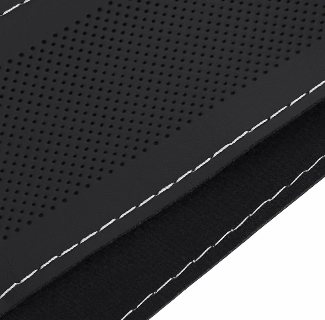 Premium Car Steering Wheel Cover [Black cover+White stitching] Compatible with All Cars model
