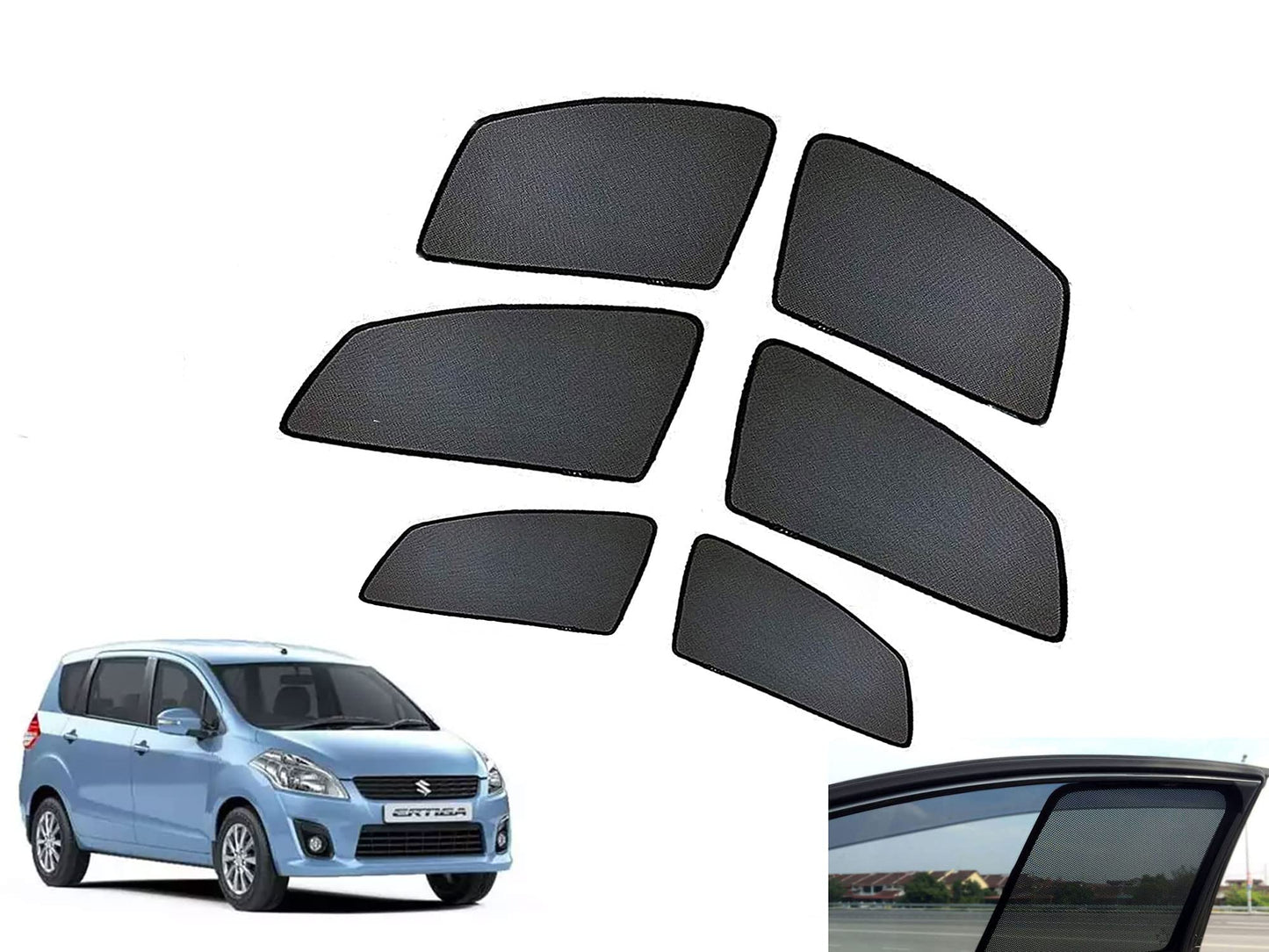 Car Half Sunshades(Ertiga 2015-2017 |set of 6)