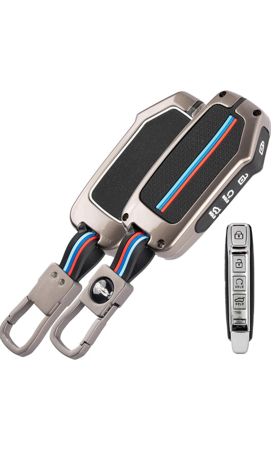 Zinc Alloy Key Cover for Kia Sonet,Seltos,Carens,Carnival Sensor key 4 buttons.