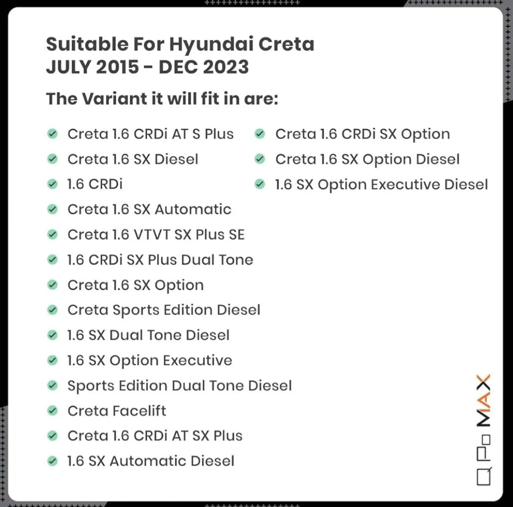 Q Po Max Creta 2015 to 2023 TPE Car Floor Mat |Anti Slip All Weather Mats for Creta (Black)