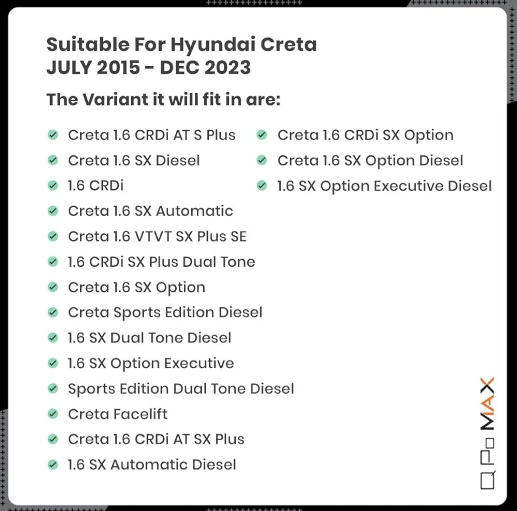 Q Po Max Creta 2015 to 2023 TPE Car Floor Mat |Anti Slip All Weather Mats for Creta (Black)
