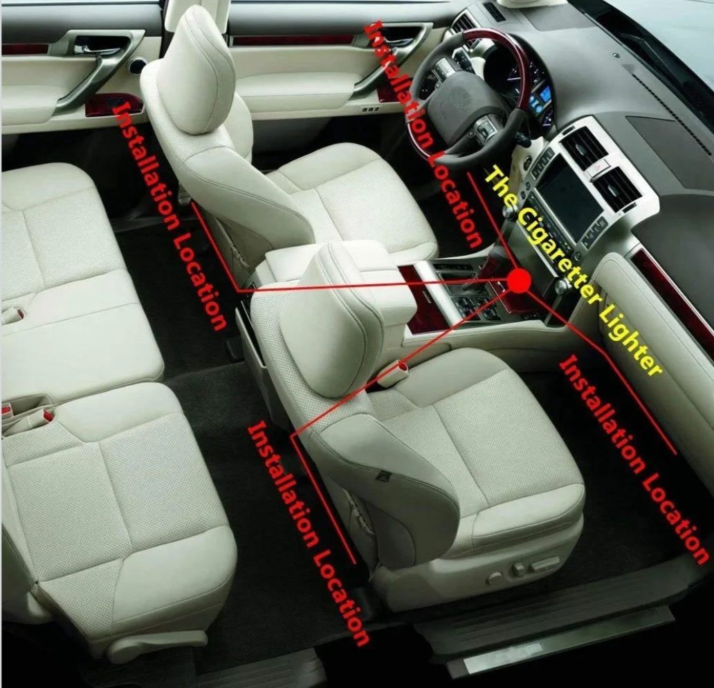 Car Interior RGB LED Strip Lights – 4PCS 12V Footwell Light Kit with Remote, Music Mode, Waterproof Flexible Strips.