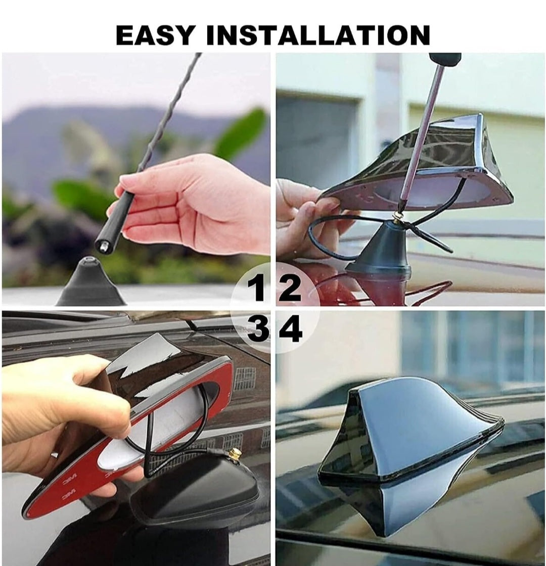 Car Shark Fin Antenna | Universal Roof Antenna Cover AM/FM Signal (WHITE)