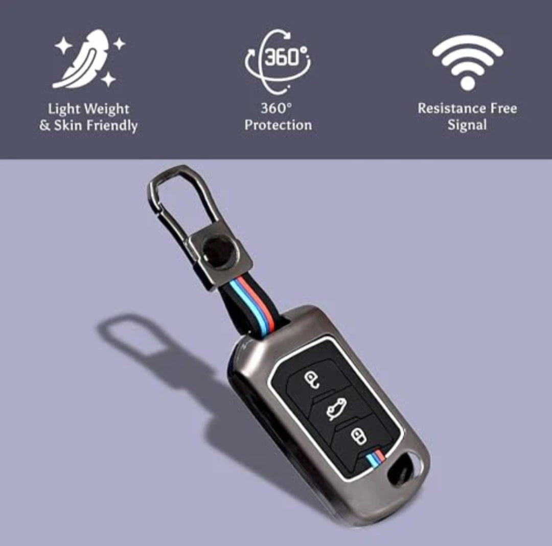 Zinc Alloy Key Cover for Mahindra Scorpio N ,Xuv 700 , Xuv 3XO,Bolero,Roxx,Scorpio 3 button flip key