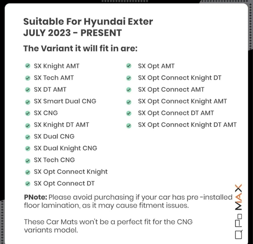 Q Po Exter (MAX) July 2023 - Present ECO TPE Car Floor Mat | Anti Slip All Weather Mats for Exter (Black)