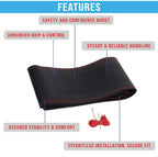 Premium Car Steering Wheel Cover [Black cover+Red stitching] Compatible with All Cars model
