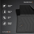 Q Po Aura (Max) Jan 2020 - Present ECO TPE Car Floor Mat | All Weather Mats for Hyundai Aura (Jan 2020 - Present) (Black