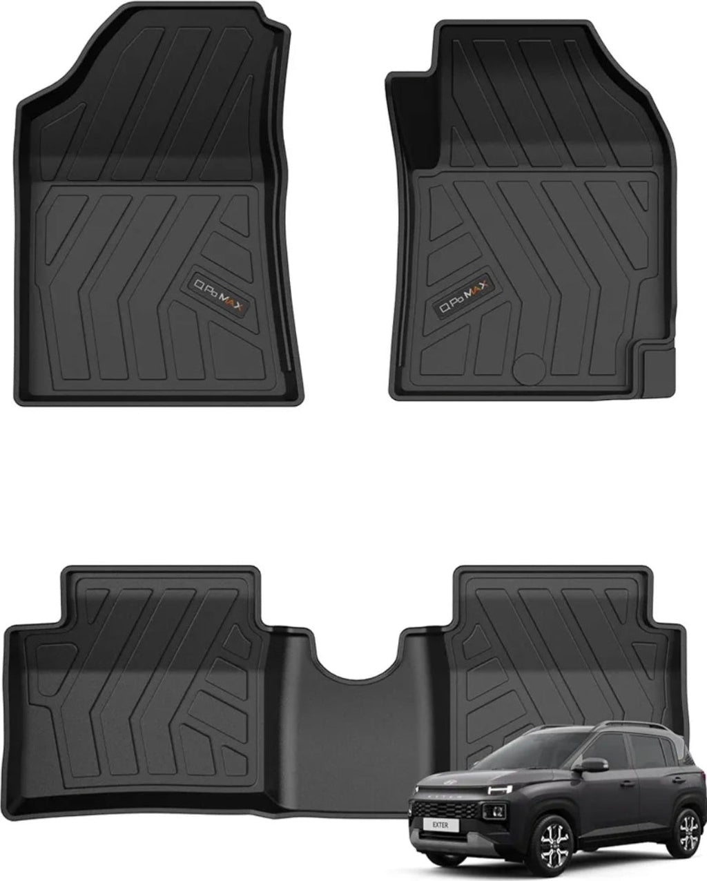 Q Po Exter (MAX) July 2023 - Present ECO TPE Car Floor Mat | Anti Slip All Weather Mats for Exter (Black)