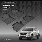 Q Po Max Creta 2015 to 2023 TPE Car Floor Mat |Anti Slip All Weather Mats for Creta (Black)