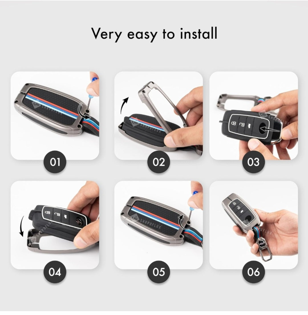 Zinc Alloy Key Cover for Kia Sonet,Seltos,Carens,Carnival Sensor key 4 buttons.