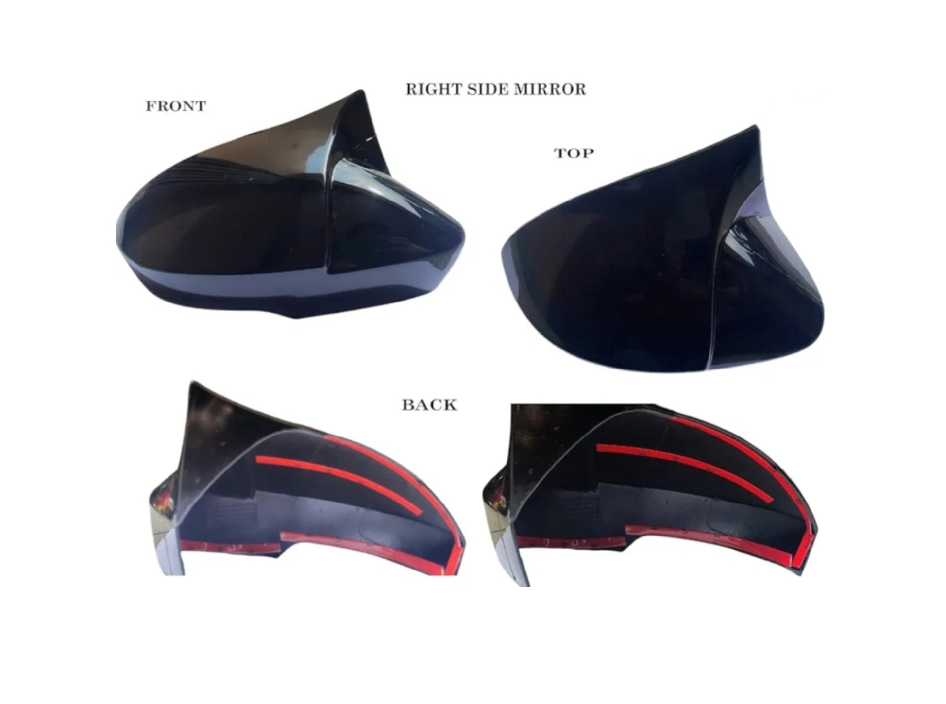 🦇 Batman Style Side Mirror Covers for Maruti Suzuki  /Gloss Black Finish (Set of 1)
