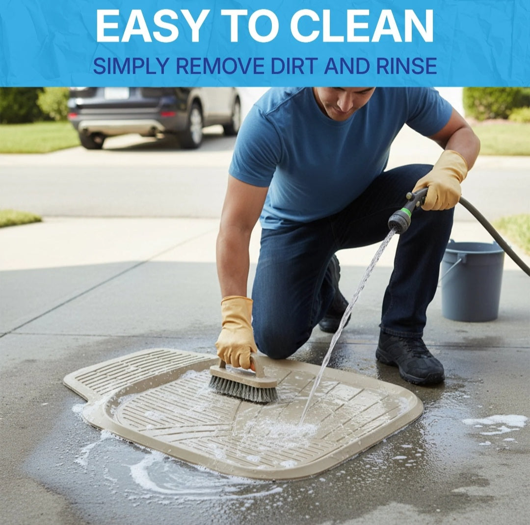 NineX Universal Anti-Slip PVC Car Floor Mats | Heavy-Duty All-Weather Protection[Beige]