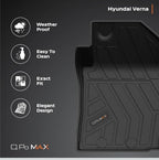Q Po Verna (MAX) Mar 2023 - Present | ECO TPE Car Floor Mat | Anti Slip All Weather Mats for Verna (Black)
