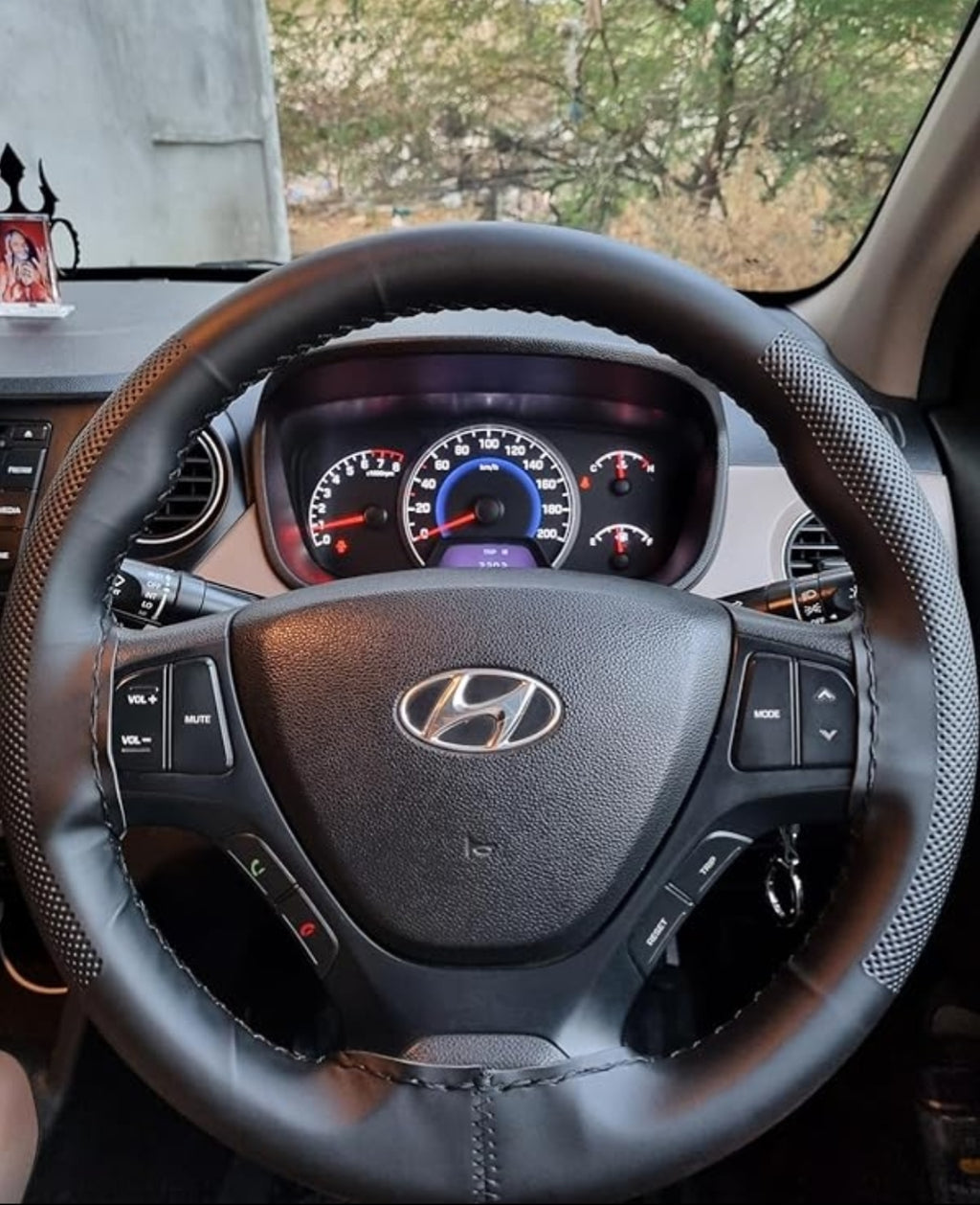 Premium Car Steering Wheel Cover [Black cover+Black stitching] Compatible with All Cars model