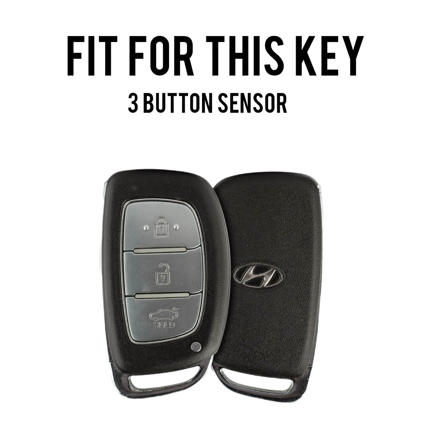 Zinc Alloy Key  Cover Compatible with Grand i10 NIOS, Venue, i20, Aura, Creta, Elantra | 3 Button Smart Key