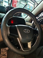 Premium Car Steering Wheel Cover [Black cover+White stitching] Compatible with All Cars model