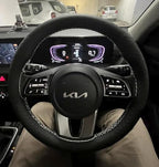 Premium Car Steering Wheel Cover [Black cover+White stitching] Compatible with All Cars model