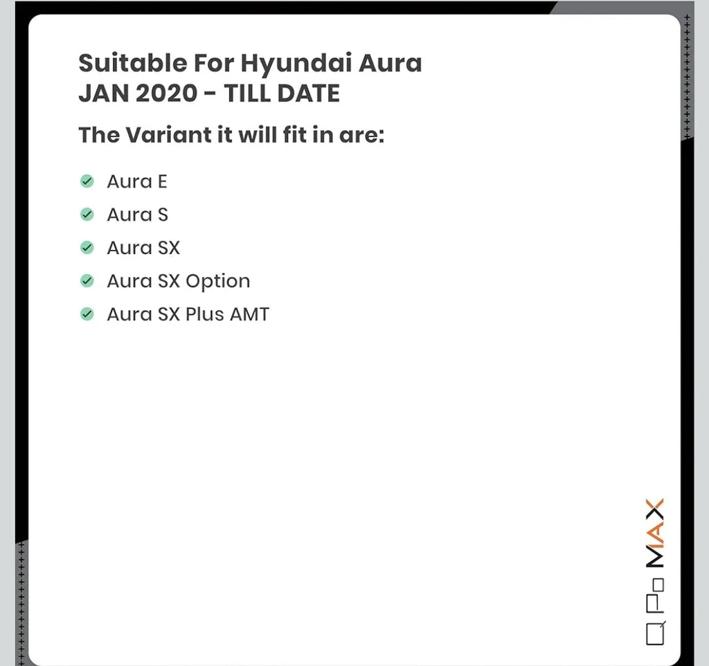 Q Po Aura (Max) Jan 2020 - Present ECO TPE Car Floor Mat | All Weather Mats for Hyundai Aura (Jan 2020 - Present) (Black