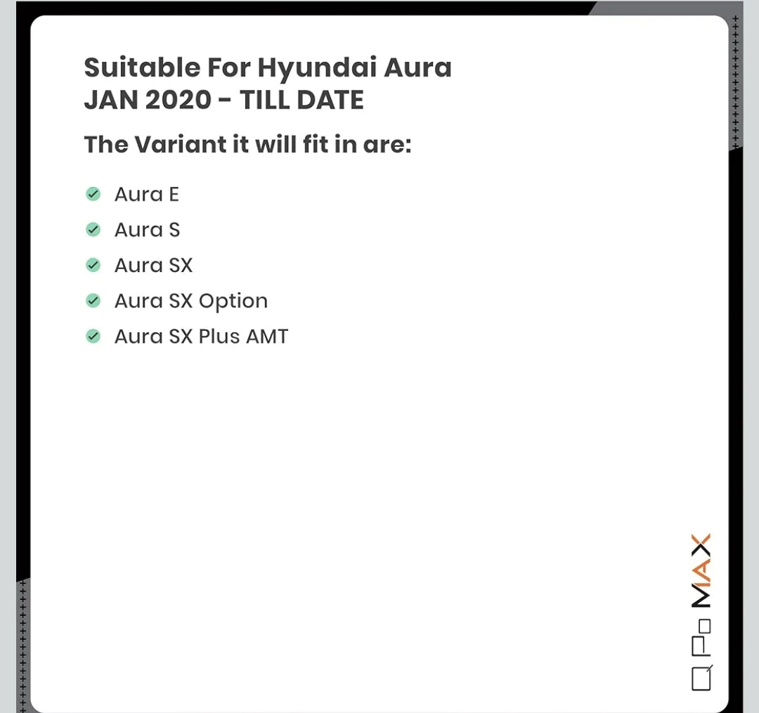 Q Po Aura (Max) Jan 2020 - Present ECO TPE Car Floor Mat | All Weather Mats for Hyundai Aura (Jan 2020 - Present) (Black