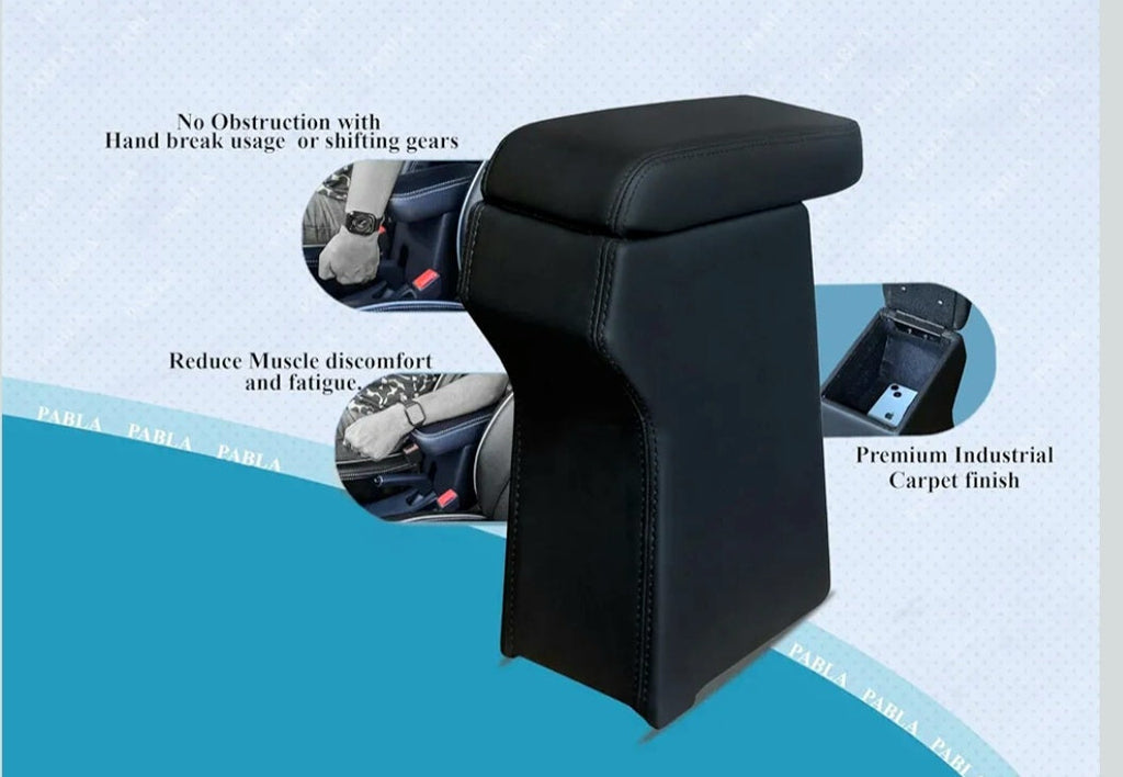Renault Kwid Premium Armrest  Built-in Auto Lock | Storage Box | PU Leather(compatible with all models)