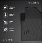 Q Po Max Creta 2015 to 2023 TPE Car Floor Mat |Anti Slip All Weather Mats for Creta (Black)