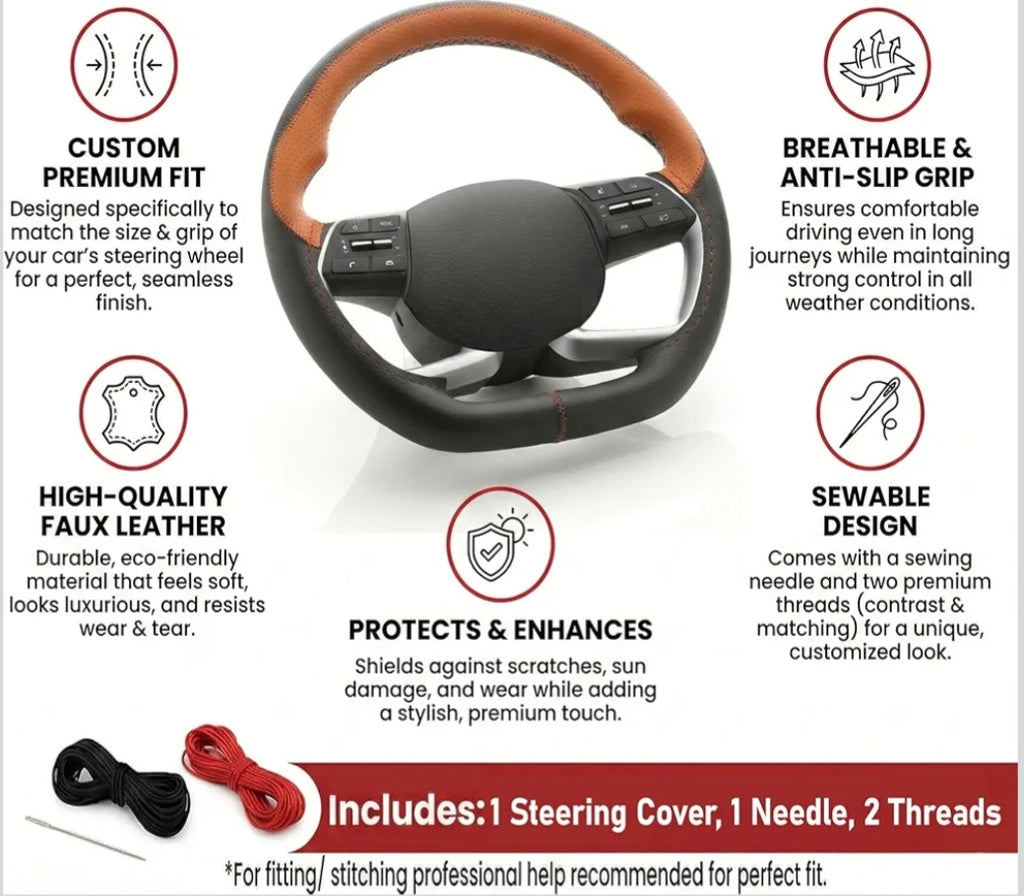 SOFT X Premium Steering Wheel cover (Black+Grey)