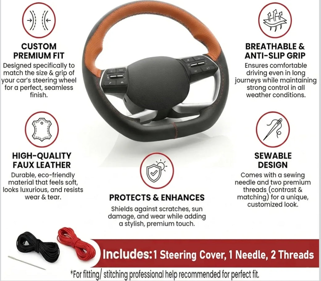 SOFT X Premium Steering Wheel cover (Black+Grey)