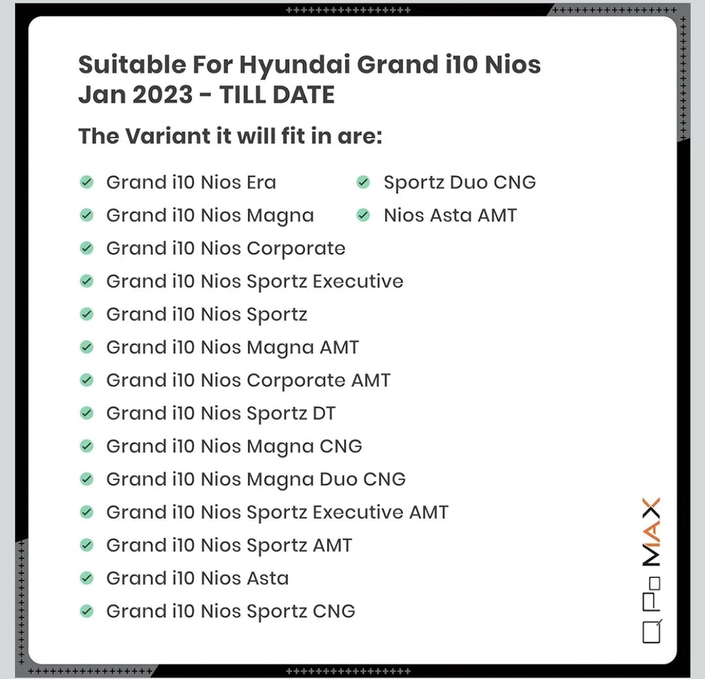 Q Po i10 Nios (Max) Aug 2019 - Present ECO TPE Car Floor Mat | All Weather Mats for i10 (Aug 2019 - Present) (Black)