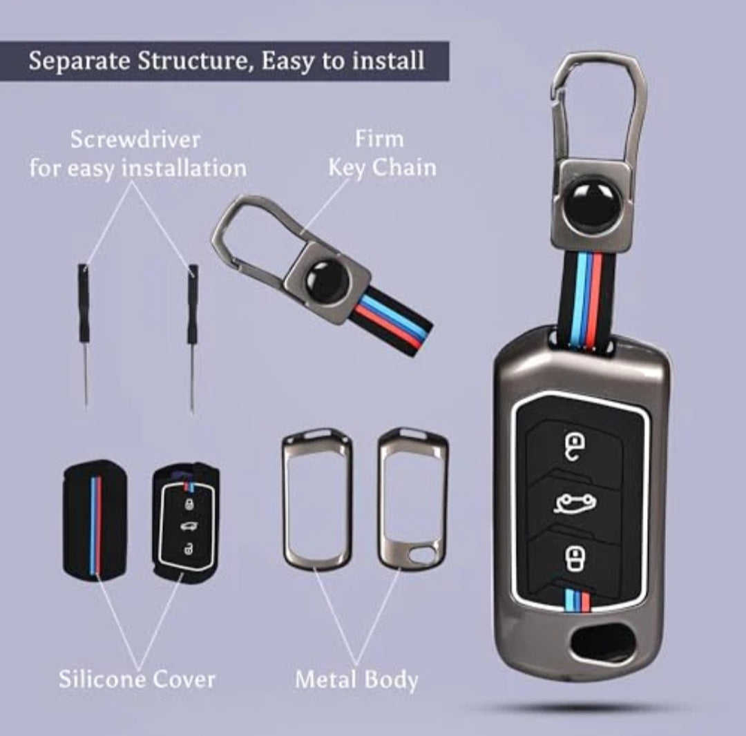 Zinc Alloy Key Cover for Mahindra Scorpio N ,Xuv 700 , Xuv 3XO,Bolero,Roxx,Scorpio 3 button flip key