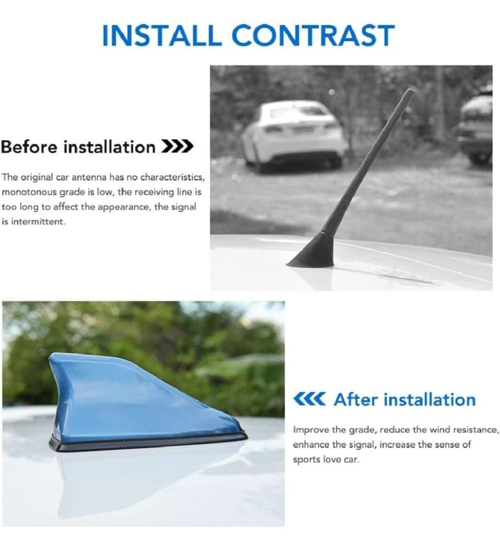 Car Shark Fin Antenna | Universal Roof Antenna Cover AM/FM Signal (BLACK)