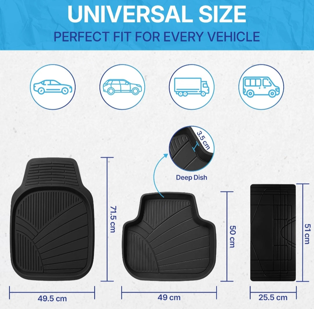 NineX Universal Anti-Slip PVC Car Floor Mats | Heavy-Duty All-Weather Protection