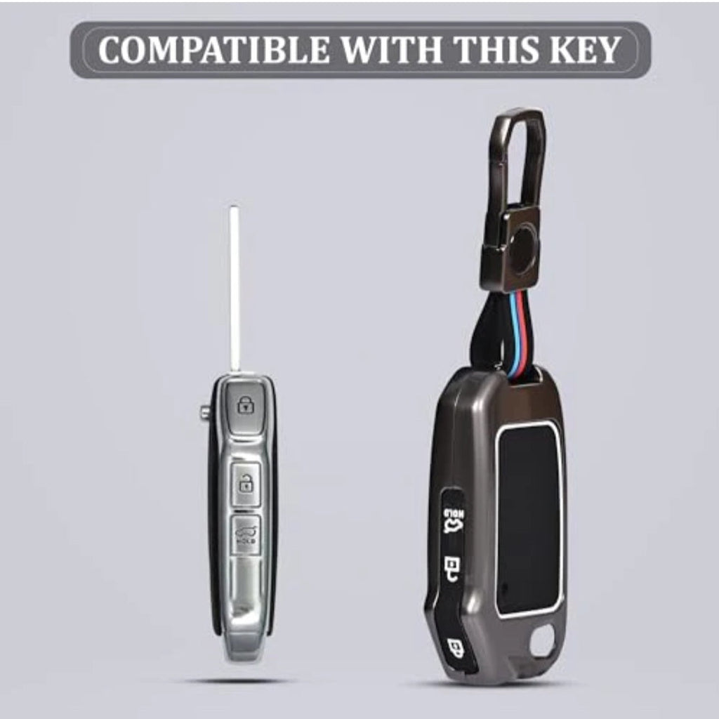 Zinc Alloy Key Cover for Kia Seltos,Sonet,Carrens,Carnival,Syros | flip key with 3 buttons