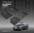 Q Po Aura (Max) Jan 2020 - Present ECO TPE Car Floor Mat | All Weather Mats for Hyundai Aura (Jan 2020 - Present) (Black