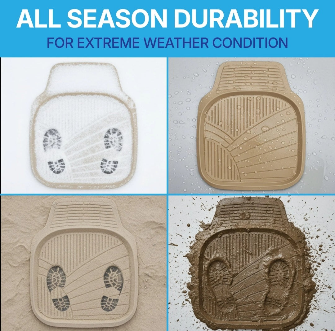 NineX Universal Anti-Slip PVC Car Floor Mats | Heavy-Duty All-Weather Protection[Beige]