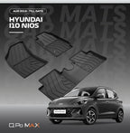 Q Po i10 Nios (Max) Aug 2019 - Present ECO TPE Car Floor Mat | All Weather Mats for i10 (Aug 2019 - Present) (Black)