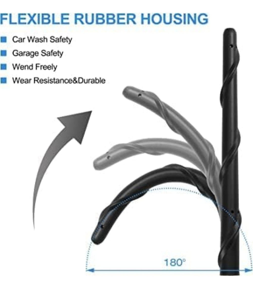 Universal Flexible Car Radio Antenna | 180° Bendable Rubber Antenna with M7 Screw | Car Wash Safe | Strong Signal Reception