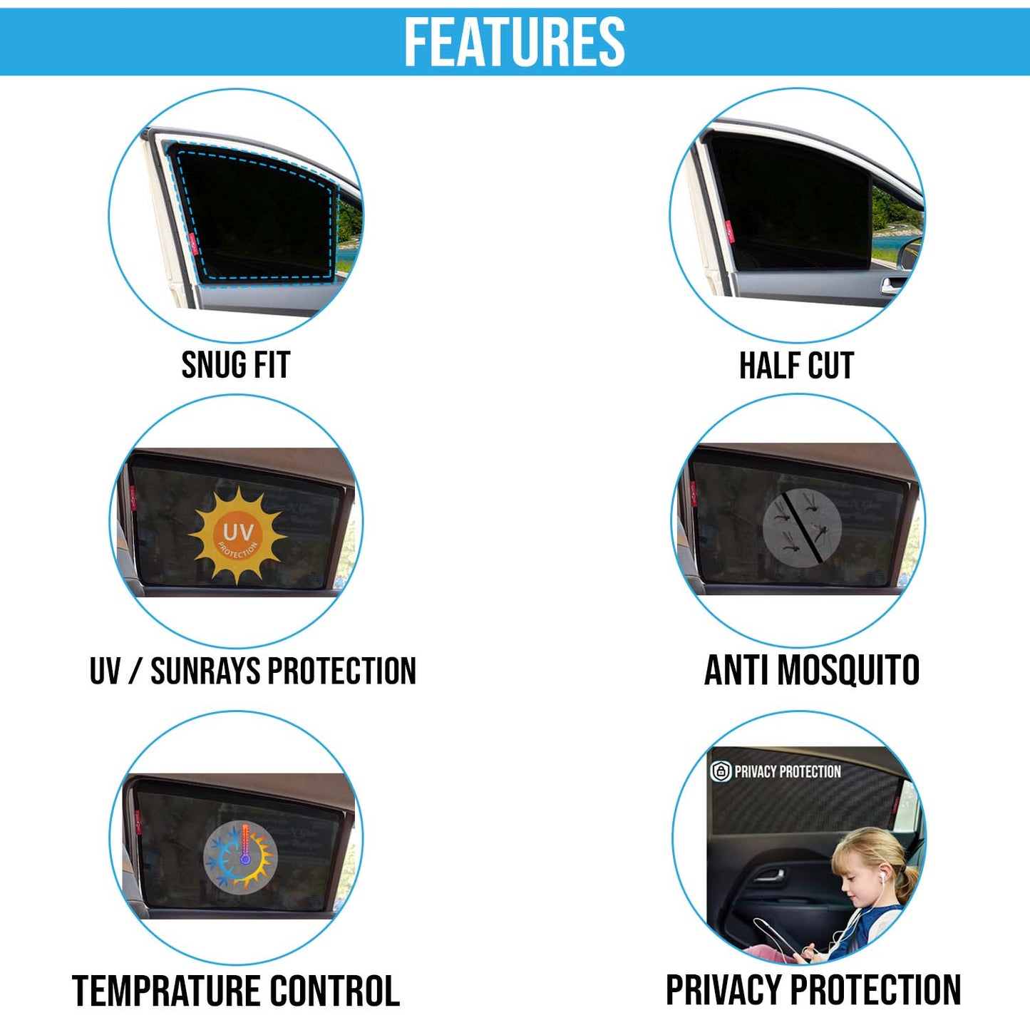 Car Half Sunshades(ERTIGA 2018 onwards |SET OF 4)