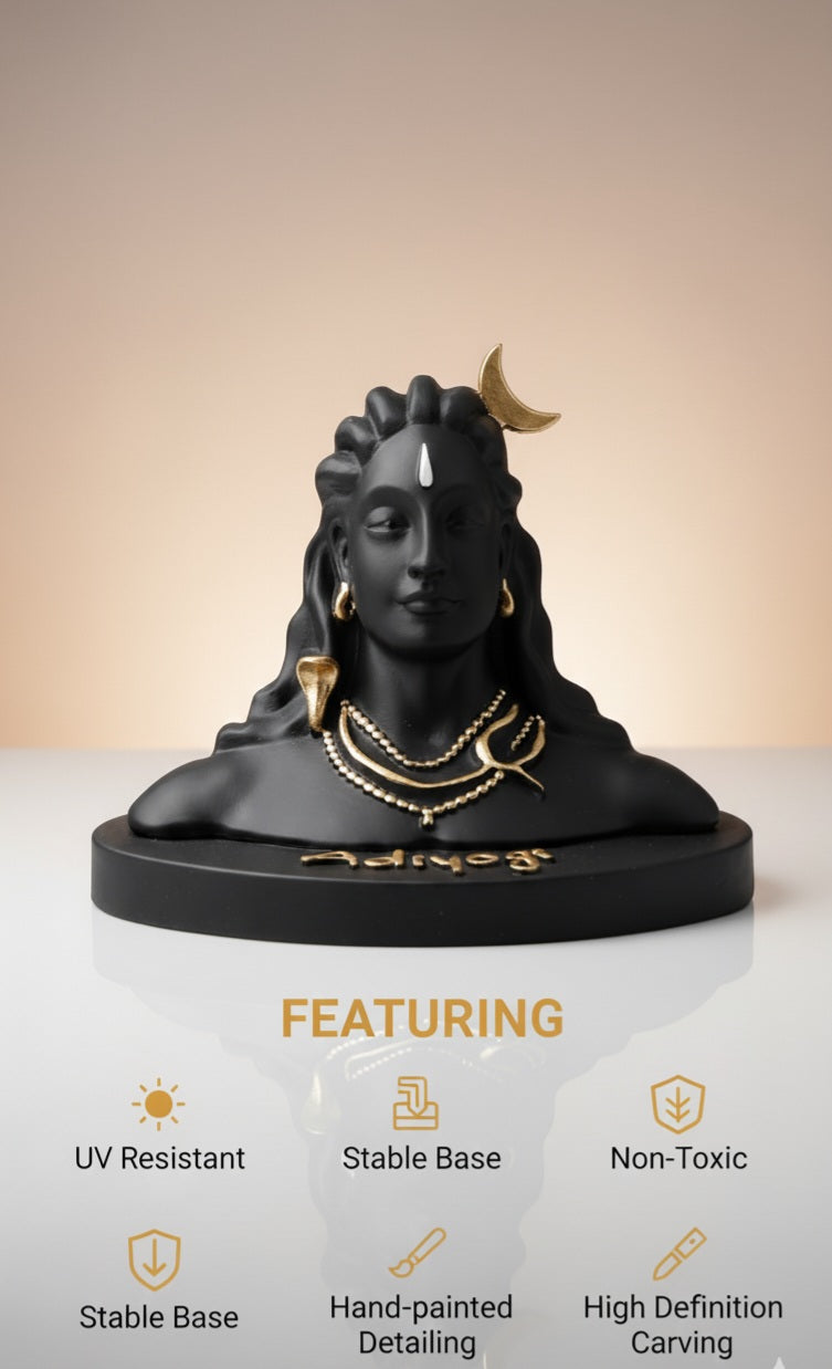 Adiyogi Shiva Idol with Gold Accents (size L)