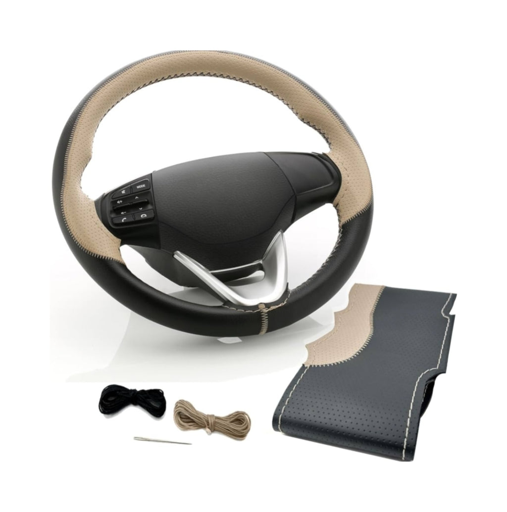 SOFT X Premium Steering Wheel Cover (Black+Cream)